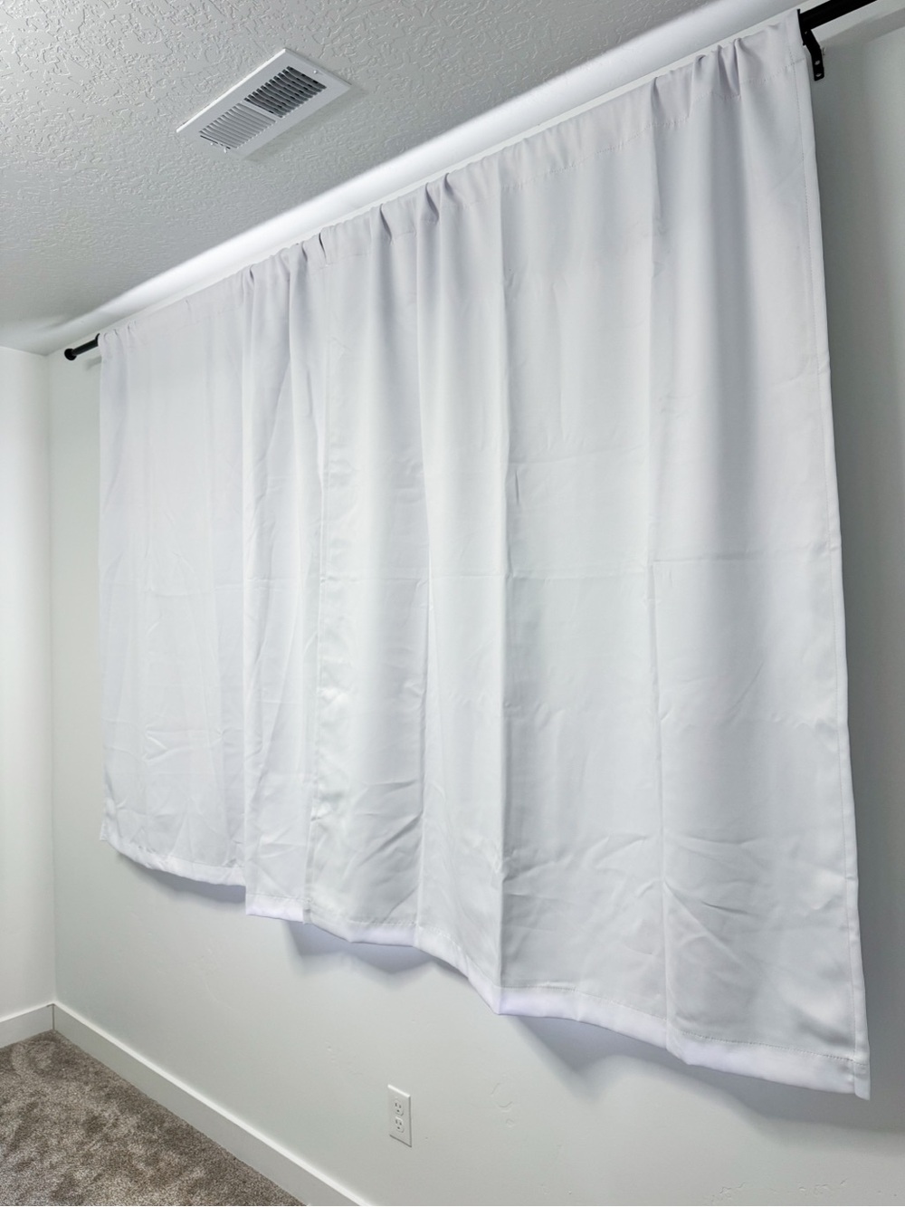 White Blackout Curtain (2) Panels - Solid White Window Drapes 52W x 63L